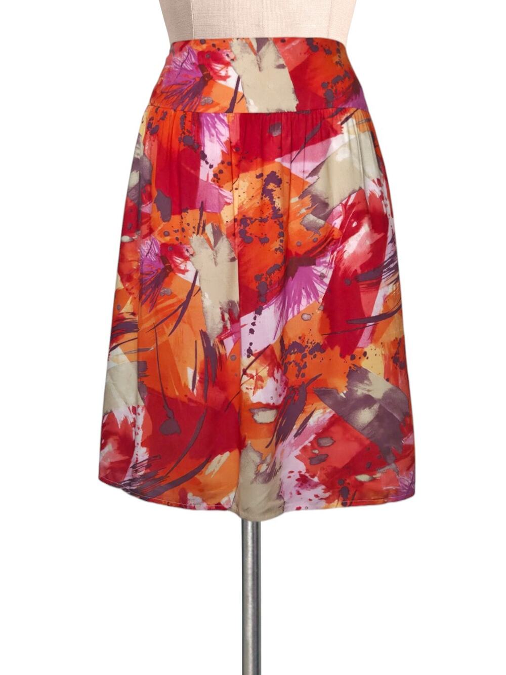 Vintage Y2K CONRAD C Collection Orange Artsy Print Skirt 10